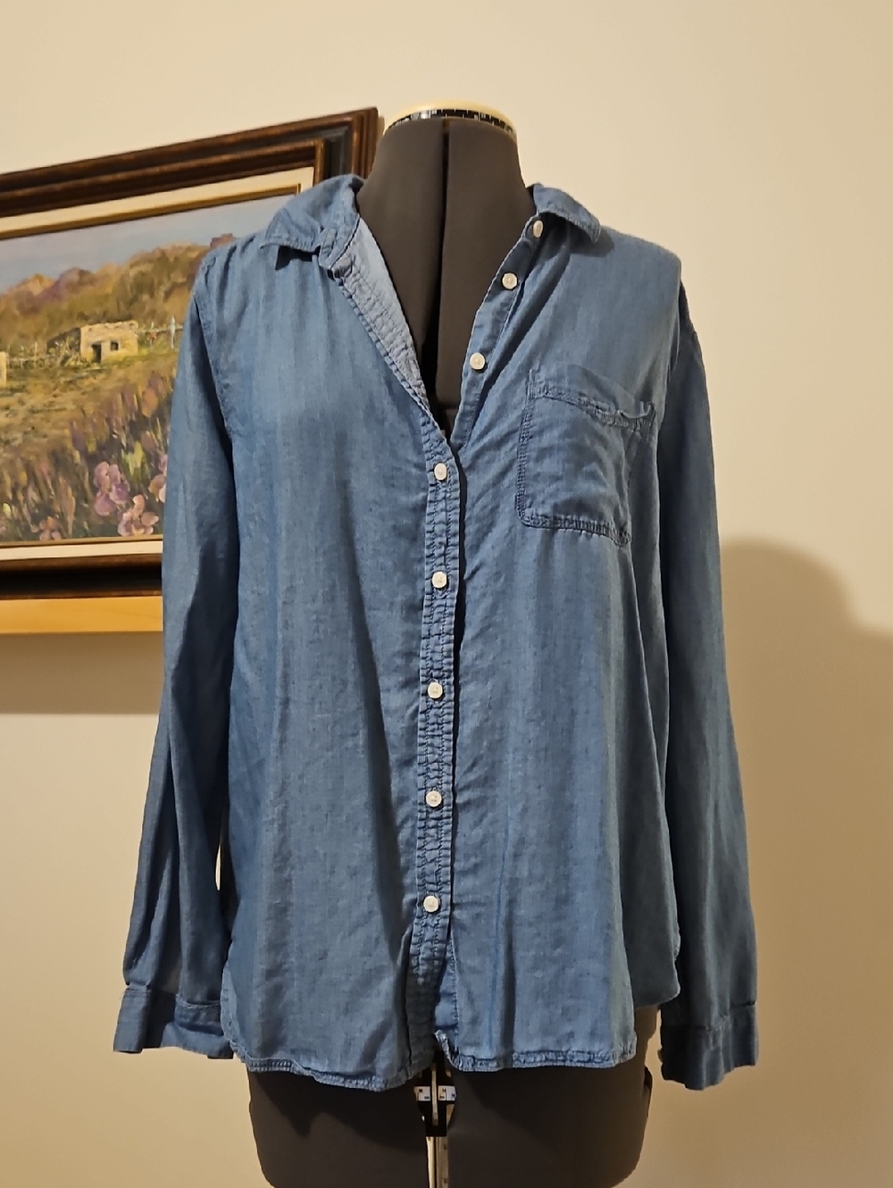 LOFT Softened Light Blue Chambray Shirt